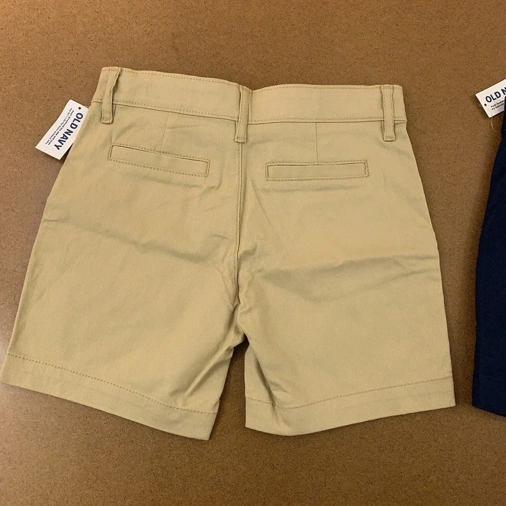 Lot of 2 Old Navy Girls Size 8 Khaki Blue School Uniform Twill Bermuda Short NWT